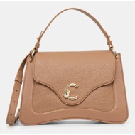 δερμάτινη τσάντα coccinelle χρώμα: μπεζ, e1 ssl 18 01 01 φυσικό δέρμα