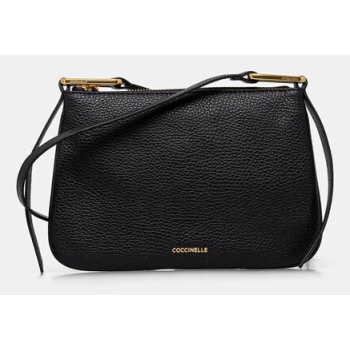 δερμάτινη τσάντα coccinelle χρώμα μαύρο, e5 mqf 55 03 01