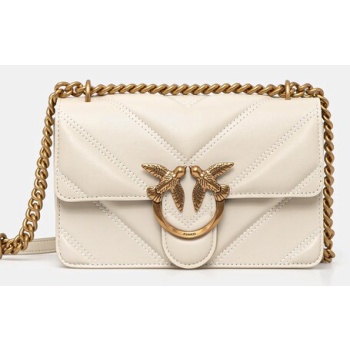 δερμάτινη τσάντα pinko χρώμα μπεζ, 104550 a26z κύριο