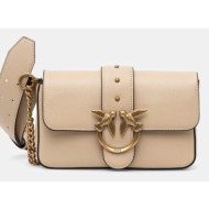 δερμάτινη τσάντα pinko χρώμα: μπεζ, 104340 a0qo 100% φυσικό δέρμα