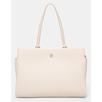 τσάντα tommy hilfiger χρώμα μπεζ, aw0aw17197 51%