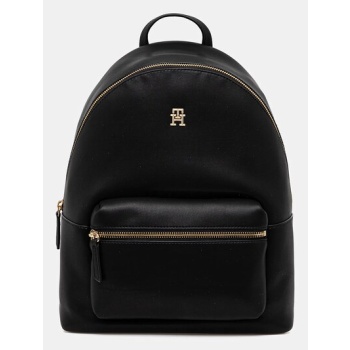 σακίδιο πλάτης tommy hilfiger χρώμα μαύρο, aw0aw17163 100%