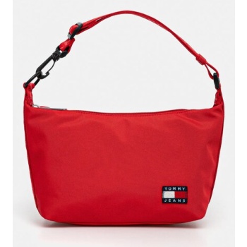τσάντα tommy jeans χρώμα κόκκινο, aw0aw17287 100%