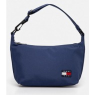 τσάντα tommy jeans χρώμα: μπλε, aw0aw17287 100% ανακυκλωμένος πολυεστέρας