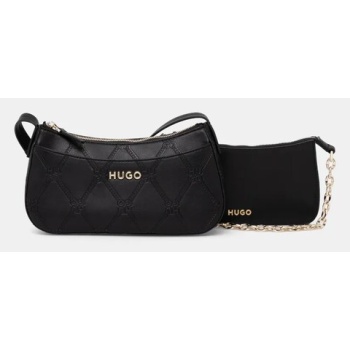 τσάντα hugo χρώμα μαύρο, 50536133 κύριο υλικό 62%