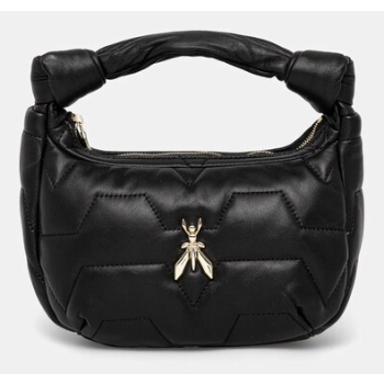 δερμάτινη τσάντα patrizia pepe χρώμα μαύρο, 8b0223 l006