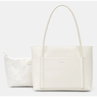 τσάντα calvin klein χρώμα: μπεζ, k60k613110 100% πολυεστέρας