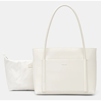 τσάντα calvin klein χρώμα μπεζ, k60k613110 100% πολυεστέρας