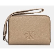 πορτοφόλι calvin klein jeans χρώμα: μπεζ, lv04k1024g 100% poliuretan