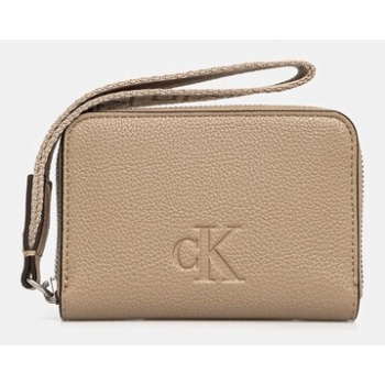 πορτοφόλι calvin klein jeans χρώμα μπεζ, lv04k1024g 100%