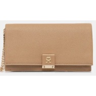 τσάντα tommy hilfiger χρώμα: μπεζ, aw0aw17403 100% poliuretan