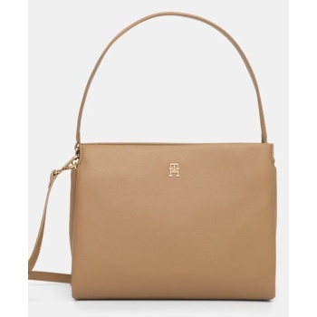 τσάντα tommy hilfiger χρώμα μπεζ, aw0aw17173 51%