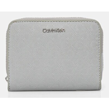 πορτοφόλι calvin klein χρώμα γκρι, k60k612942 100%