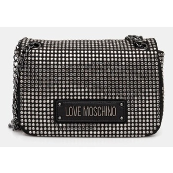τσάντα love moschino χρώμα μαύρο, jc4136pp1 50% αλουμίνιο