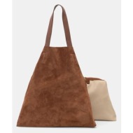 τσάντα σουέτ answear lab χρώμα: καφέ 100% δέρμα σαμουά