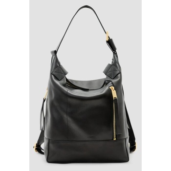 δερμάτινη τσάντα allsaints alba χρώμα μαύρο, w246xc κύριο