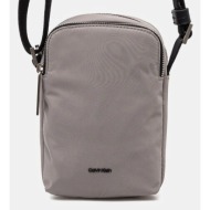 σακίδιο calvin klein χρώμα: γκρι, k50k512888 98% πολυεστέρας, 2% πολυουρεθάνη