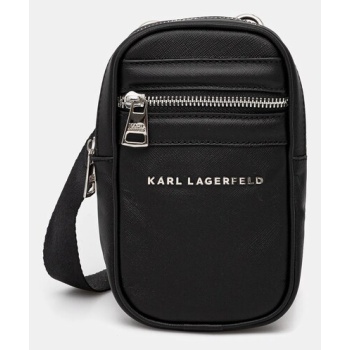 δερμάτινο φακελάκι karl lagerfeld χρώμα μαύρο