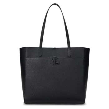 δερμάτινη τσάντα lauren ralph lauren χρώμα μαύρο