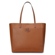 δερμάτινη τσάντα lauren ralph lauren χρώμα: καφέ, 431960183 δέρμα βοοειδών