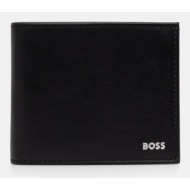 δερμάτινο πορτοφόλι boss ανδρικό, χρώμα: μαύρο, 50546139 φυσικό δέρμα
