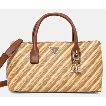 τσάντα guess simona χρώμα καφέ, hwwg92 10050 υλικό 1 100%
