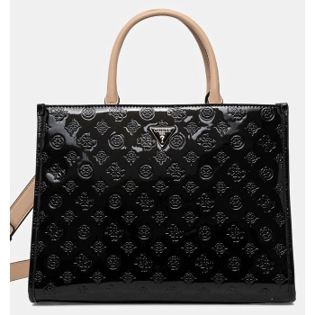 τσάντα guess arnela χρώμα μαύρο, hwtv94 96220 δερμάτινη