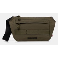 τσάντα φάκελος tommy hilfiger χρώμα: πράσινο, am0am13220 υφαντικό υλικό