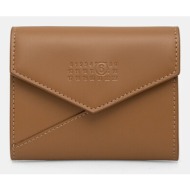 δερμάτινο πορτοφόλι mm6 maison margiela γυναικείο, χρώμα: καφέ, sa5ui0010.p7183 φυσικό δέρμα