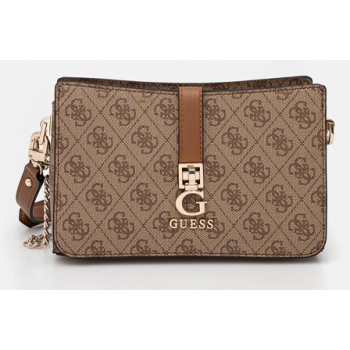 τσάντα guess zamira χρώμα καφέ, hwsg96 29180 κύριο υλικό