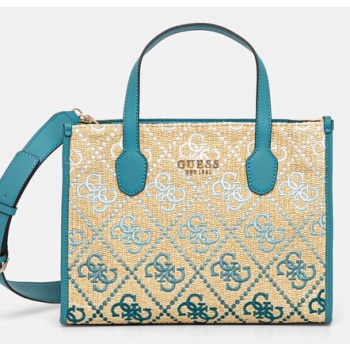 τσάντα guess silvana χρώμα μπεζ, hwsw86 65220 κύριο υλικό
