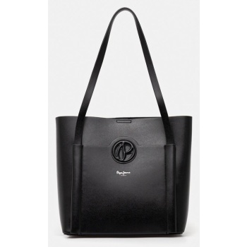 τσάντα pepe jeans colbie limited χρώμα μαύρο, pl031636