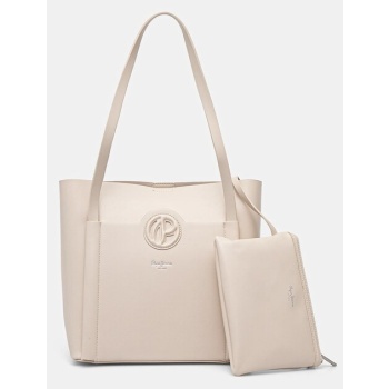 τσάντα pepe jeans colbie limited χρώμα μπεζ, pl031636