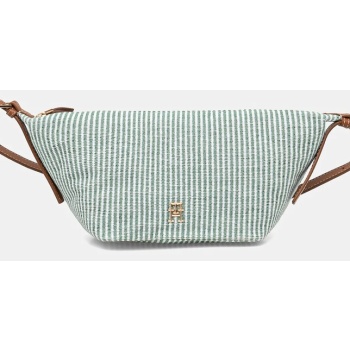 τσάντα tommy hilfiger χρώμα πράσινο, aw0aw17177 φόδρα