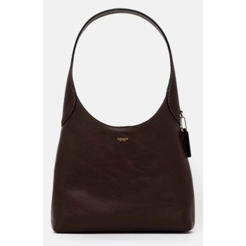 δερμάτινη τσάντα coach χρώμα καφέ, cu068 φυσικό δέρμα