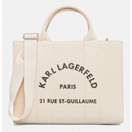 τσάντα karl lagerfeld χρώμα: πράσινο, a1w50010 65% ανακυκλωμένο βαμβάκι, 35% βαμβάκι