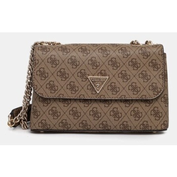 τσάντα guess erica χρώμα καφέ, hwesg9 51020 κύριο υλικό
