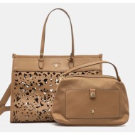 τσάντα u.s. polo assn. road χρώμα: μπεζ, beu1r8646wwi 60% pvc, 40% poliuretan
