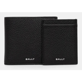 δερμάτινο πορτοφόλι και θήκη καρτών bally χρώμα μαύρο