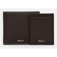 δερμάτινο πορτοφόλι και θήκη καρτών bally χρώμα: καφέ, mlw06z 100% δέρμα βοοειδών
