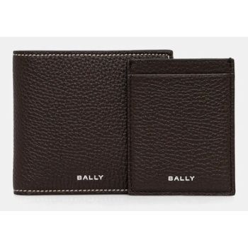 δερμάτινο πορτοφόλι και θήκη καρτών bally χρώμα καφέ