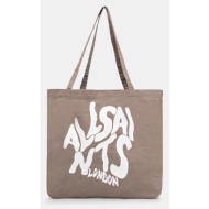 βαμβακερή τσάντα allsaints orlando χρώμα: μπεζ, m285xb 50% βαμβάκι, 50% οργανικό βαμβάκι