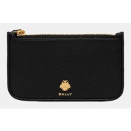 δερμάτινο πορτοφόλι bally γυναικείο, χρώμα: μαύρο, wlb01c δέρμα