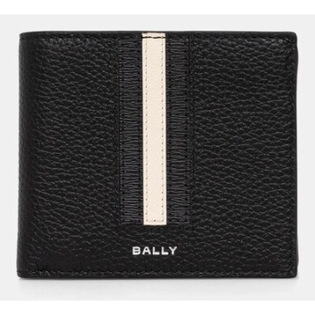 δερμάτινο πορτοφόλι bally ανδρικό, χρώμα μαύρο, mlw03f