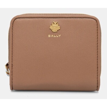δερμάτινο πορτοφόλι bally γυναικείο, χρώμα καφέ, wlw01w