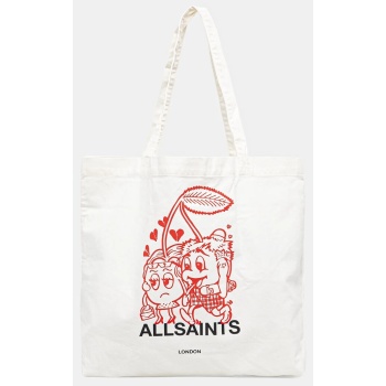 βαμβακερή τσάντα allsaints breakup χρώμα άσπρο, m086xc