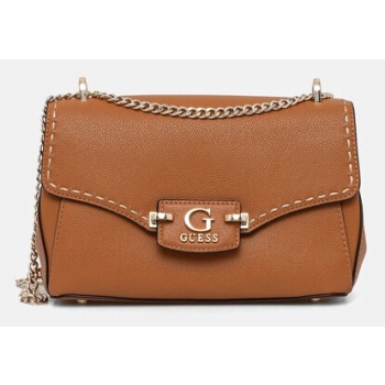 τσάντα guess nastra χρώμα καφέ, hwbg96 37210 κύριο υλικό