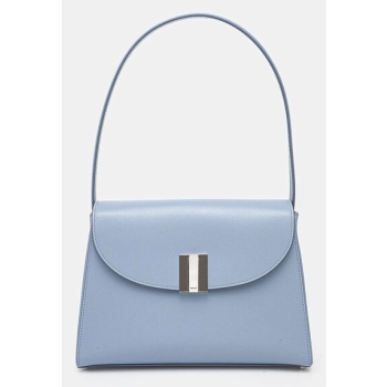 δερμάτινη τσάντα bally χρώμα μπλε, wah01q 100% φυσικό δέρμα