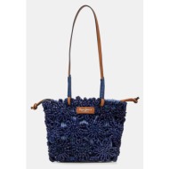 τσάντα παραλίας pepe jeans gina sunrise χρώμα: ναυτικό μπλε, pl031614 κύριο υλικό: 95% άχυρο, 5% πολ