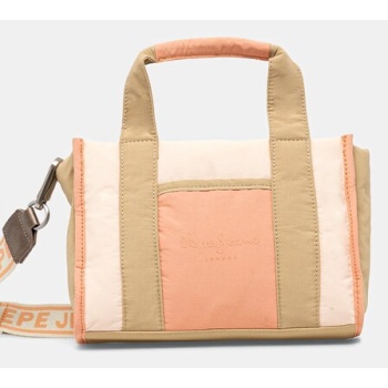 τσάντα pepe jeans zadie bloom χρώμα μπεζ, pl031652 κύριο
